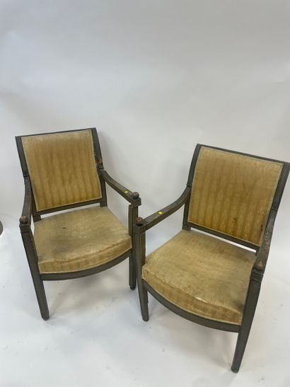 Pair of Directoire armchairs 
Scroll-shaped...
