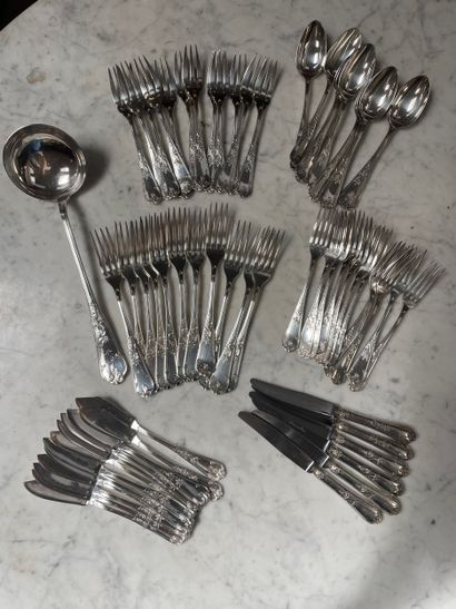 A silver-plated serving set consisting of...