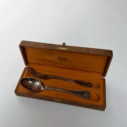 Couvert de baptême en argent 925/°° à décor...