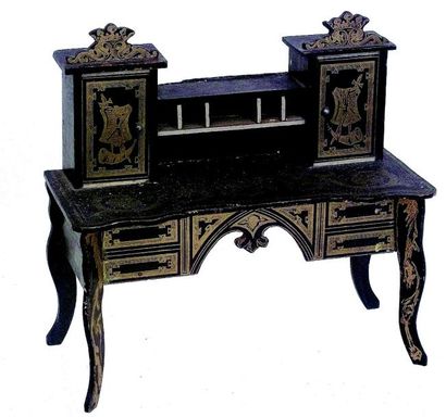 -Magnifique bureau en bois fin peint en noir...