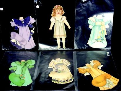 Poupée en papier avec 5 costumes et chapeaux...