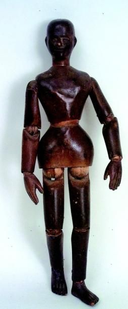 Mannequin de peintre en bois sculpté, (tête,...