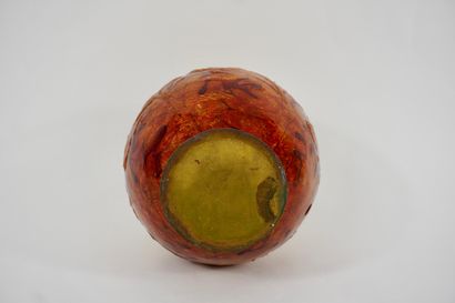 Camille Fauré. Vase dinanderie émaillée rouge,...