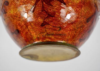 Camille Fauré. Vase dinanderie émaillée rouge,...