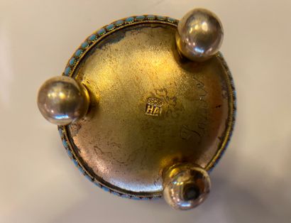 Russie. Argent cloisonné émaillé. Salière....