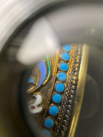 Russie. Argent cloisonné émaillé. Anneau...