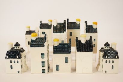 Delft. KLM. Bowls. Collection of 10 houses....