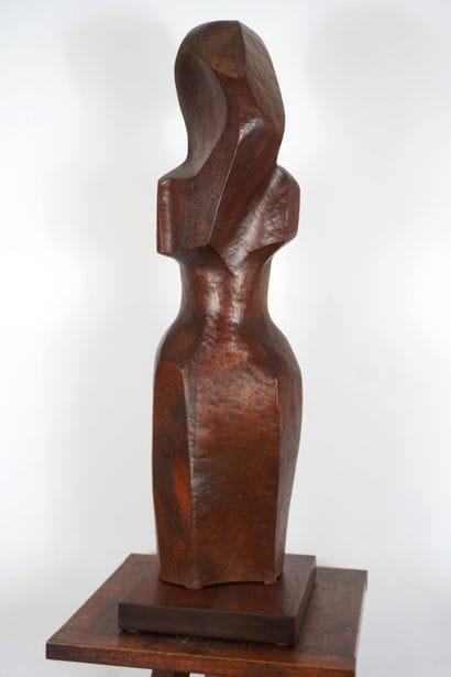 Wooden sculpture. Woman, Belgian or Dutch...