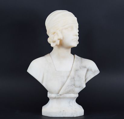 Alabaster sculpture of a young woman. Circa...