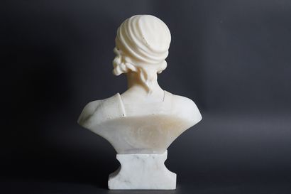 Alabaster sculpture of a young woman. Circa...