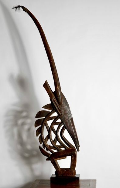 African wood sculpture, Crest, Bambara. H...