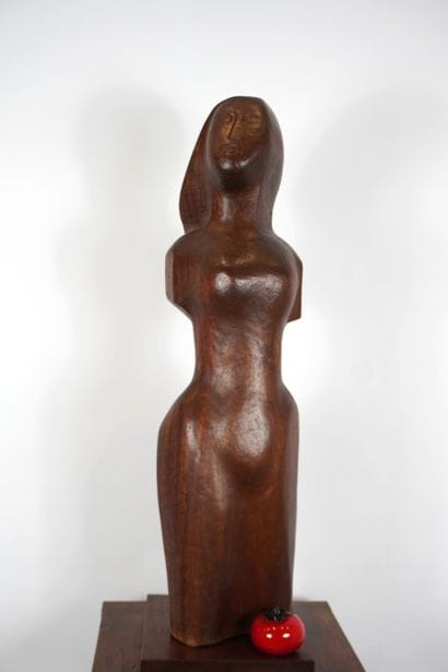 Wooden sculpture. Woman, Belgian or Dutch...