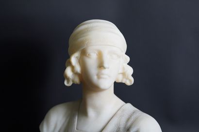 Alabaster sculpture of a young woman. Circa...