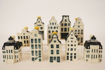 Delft. KLM. Bowls. Collection of 10 houses....