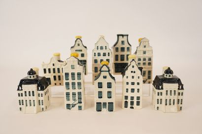 Delft. KLM. Bowls. Collection of 10 houses....