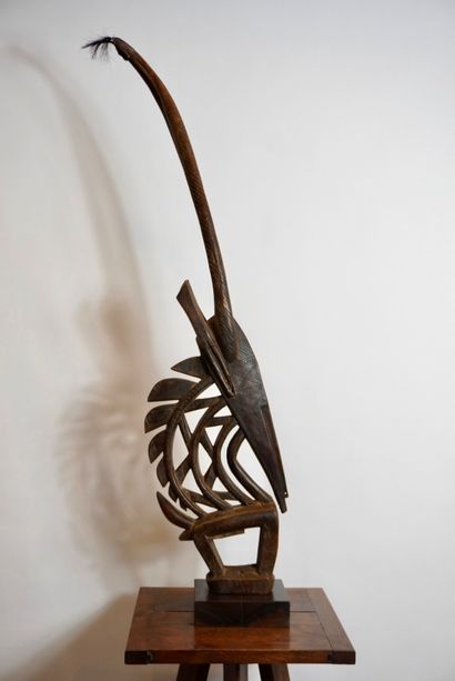African wood sculpture, Crest, Bambara. H...