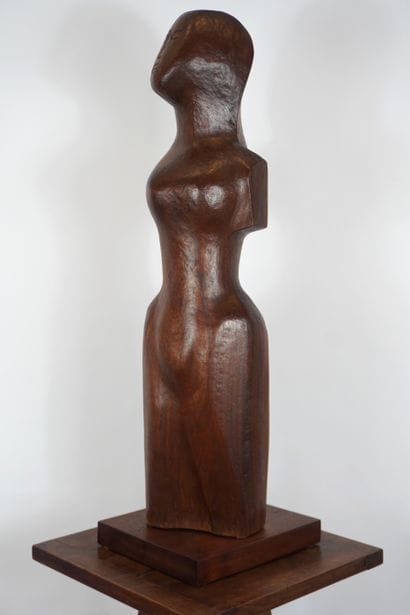 Wooden sculpture. Woman, Belgian or Dutch...