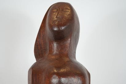 Wooden sculpture. Woman, Belgian or Dutch...