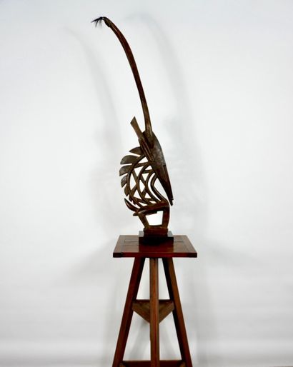 African wood sculpture, Crest, Bambara. H...