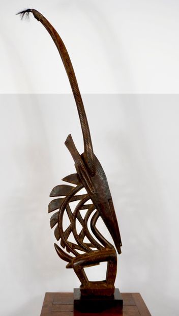 African wood sculpture, Crest, Bambara. H...
