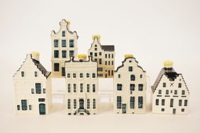 Delft. KLM. Bowls. Collection of six houses....