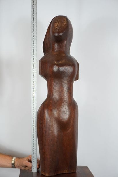 Wooden sculpture. Woman, Belgian or Dutch...