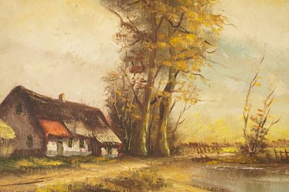 Huile sur toile. A identifier. Signée. Maison...
