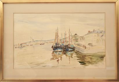 Paul NOLLET (1911-1996). Aquarelle, Marine:...