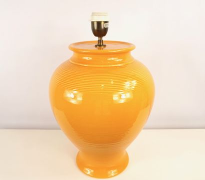 Table lamp, large yellow ceramic lamp base,...