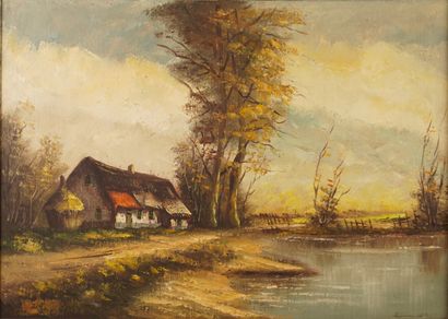Huile sur toile. A identifier. Signée. Maison...