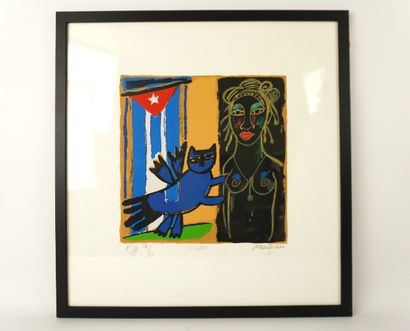 Corneille (1922-2010). Estampe multiple sur...
