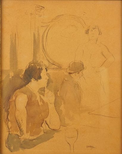 Dupagne (1889 - 1980). Intérieur. Aquarelle...