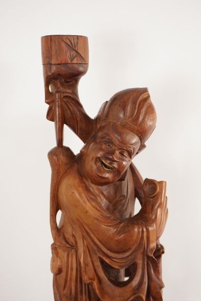 Chine. Grande sculpture en bois probablement...