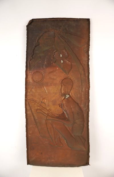 Congo, Bas relief. Signé