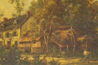 A. Rignon. Oil on canvas depicting a house...