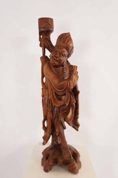 Chine. Grande sculpture en bois probablement...