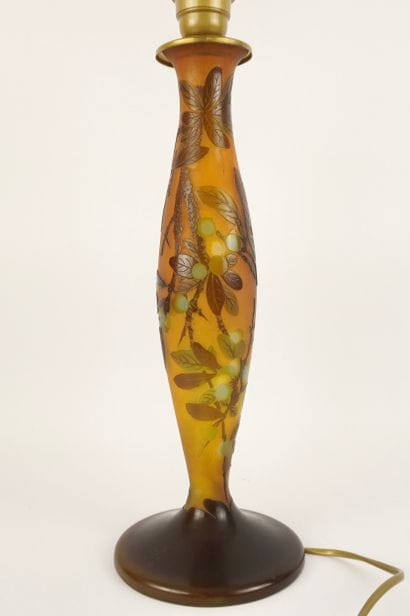 Gallé Emile (1846-1904). Pied de lampe balustre...