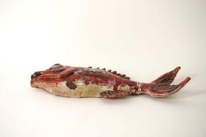 Jacquemart. Deux poissons en céramique vernissée...