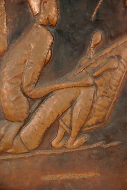 Congo, Bas relief. Signé