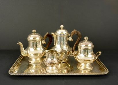 Coffee set in silver-plated metal.
one tray,...