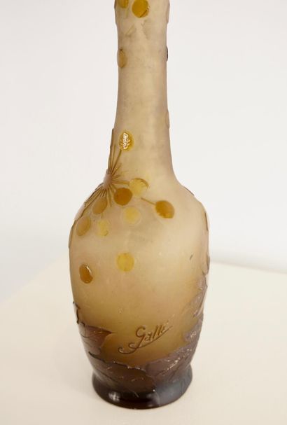 Emile Gallé (1846-1904). Vase à décors d'Ampélopsis....