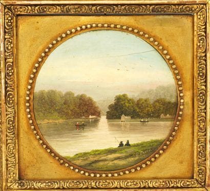 O. David. Huile sur panneau d'acajou. 
Vue...