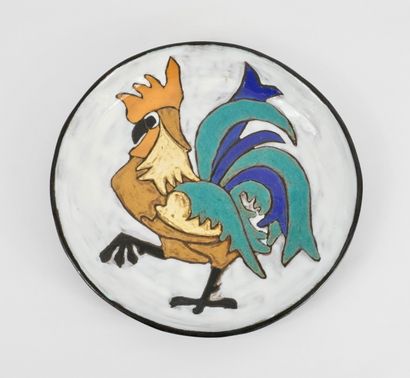 Dijeux Odette (1920-2020). Plat rond décor...