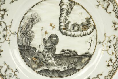 Chine. Compagnie des Indes. XVIIIe. 
Assiette...