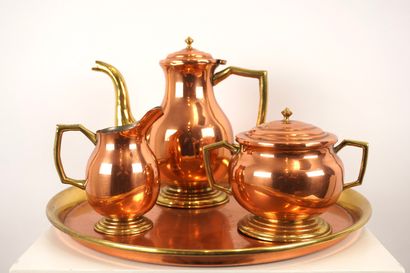 Coffee service circa 1900 in copper and ...