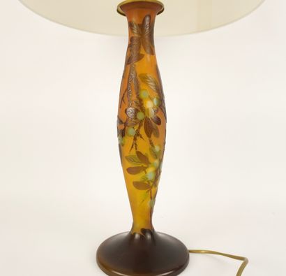 Gallé Emile (1846-1904). Pied de lampe balustre...