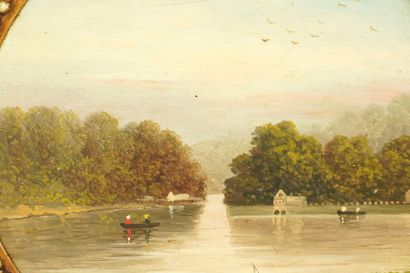 O. David. Huile sur panneau d'acajou. 
Vue...
