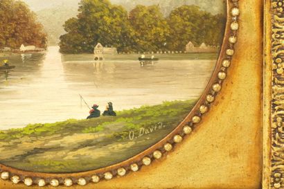 O. David. Huile sur panneau d'acajou. 
Vue...