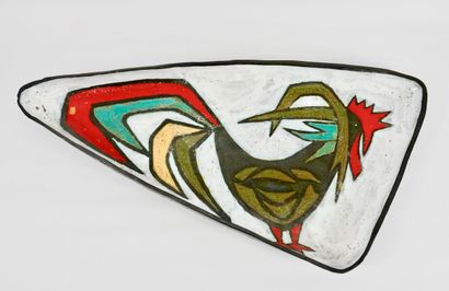 Dijeux Odette (1920-2020). Grand plat triangulaire...