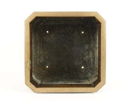 Square pot cover in bronze or brass. Square...